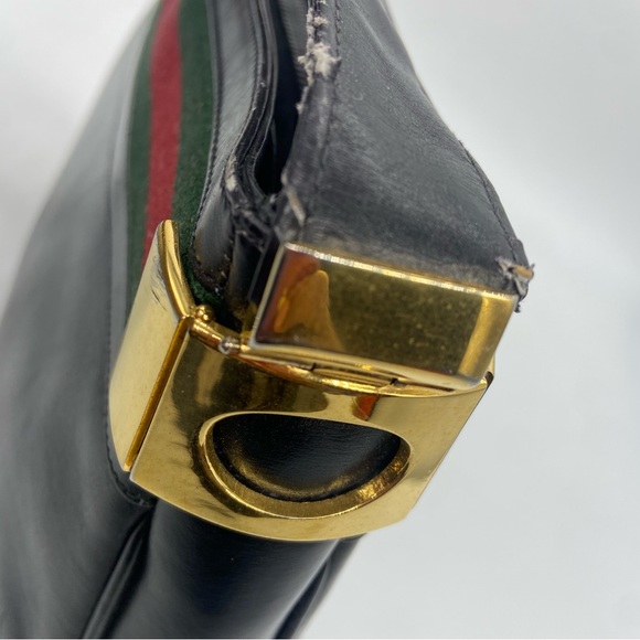 Vintage Gucci Leather Shoulder Bag with Sherry Strip - Picture 8 of 16